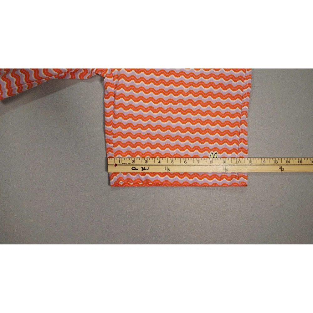 Psycho Bunny Mens Swim‎ Trunks Orange Pink Wavy Chevron Board Shorts Size Large